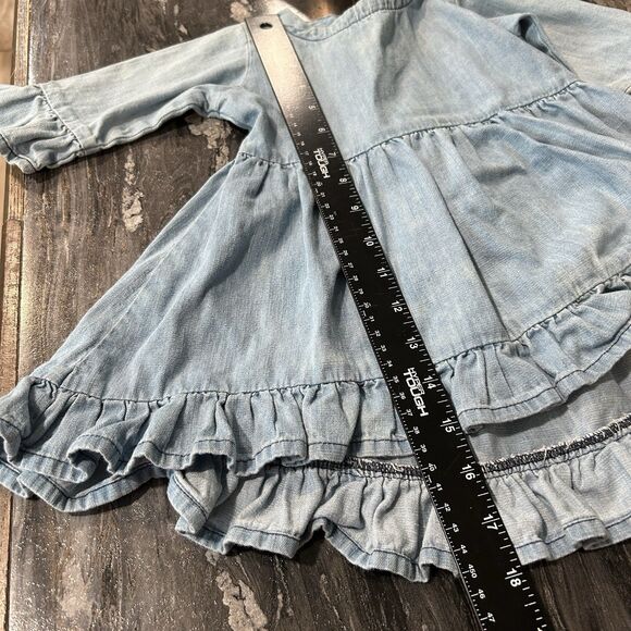 Ruffle Butts Dress 18-24 Months Chambray 100% Cotton 3/4 Sleeve Ruffle Blue - Picture 7 of 8